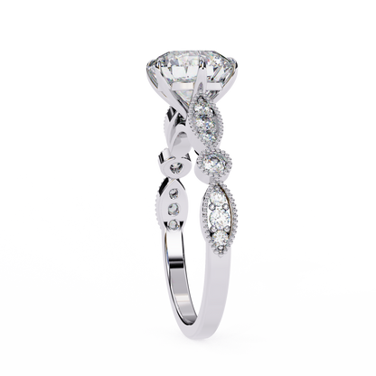 White Gold / Moissanite, White Gold / Lab Grown