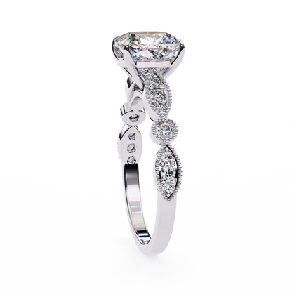 White Gold / Moissanite, White Gold / Lab Grown