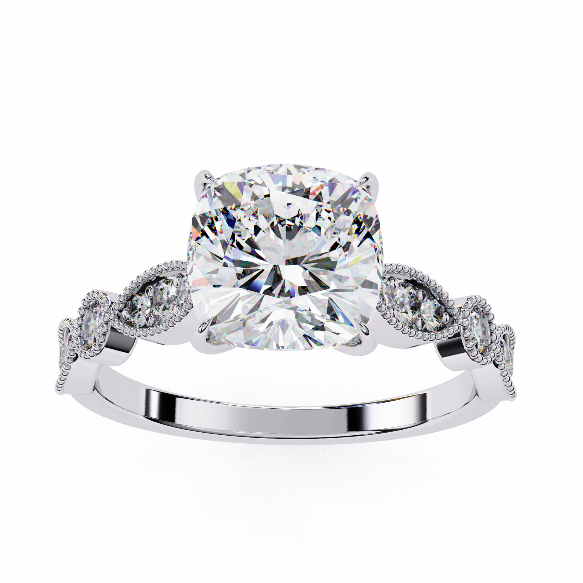 White Gold / Moissanite, White Gold / Lab Grown