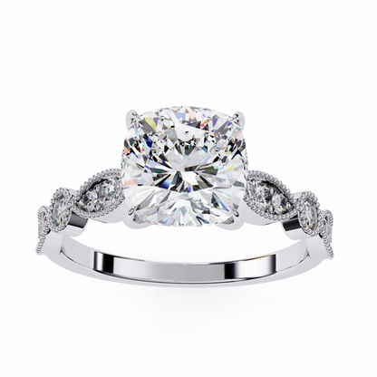 White Gold / Moissanite, White Gold / Lab Grown