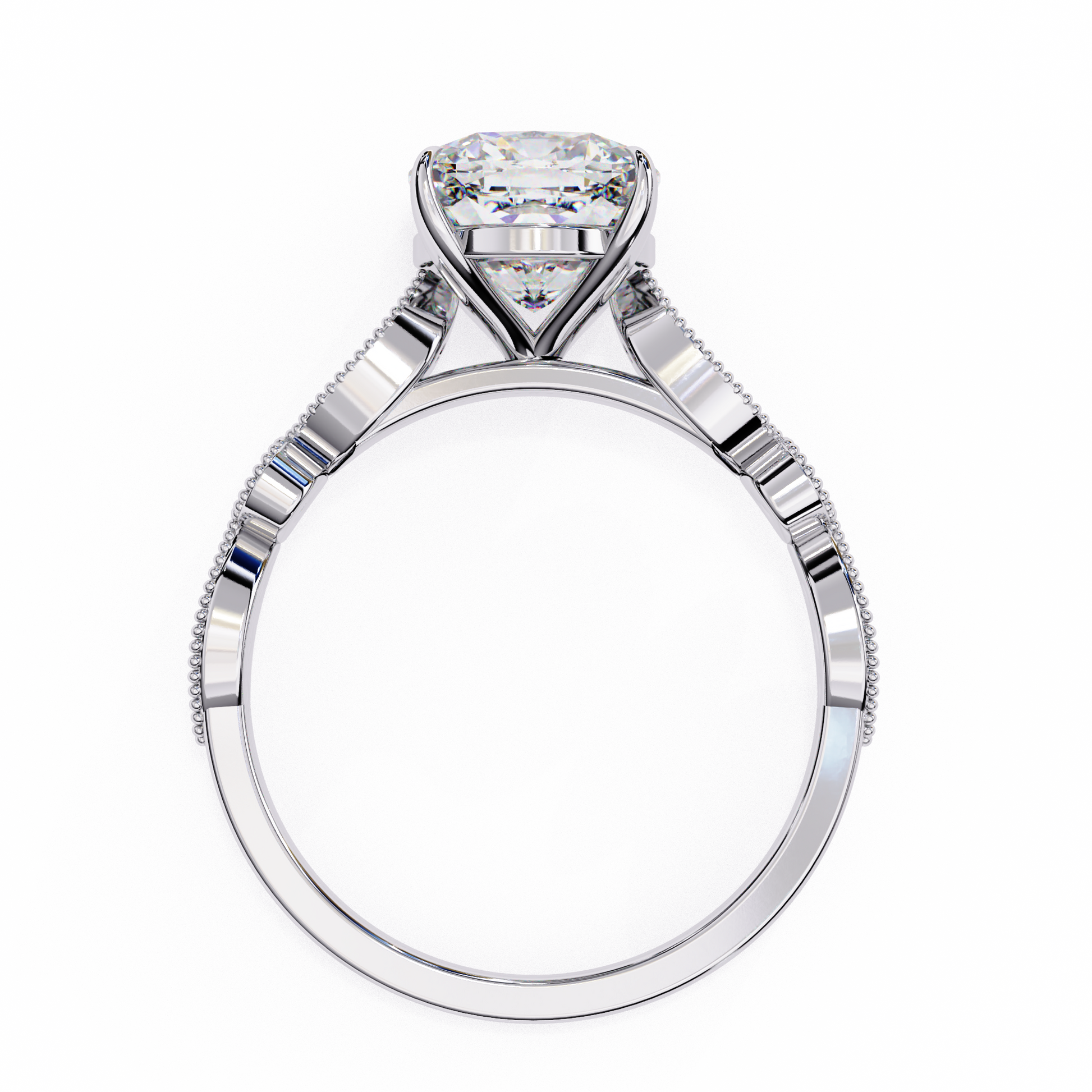 White Gold / Moissanite, White Gold / Lab Grown