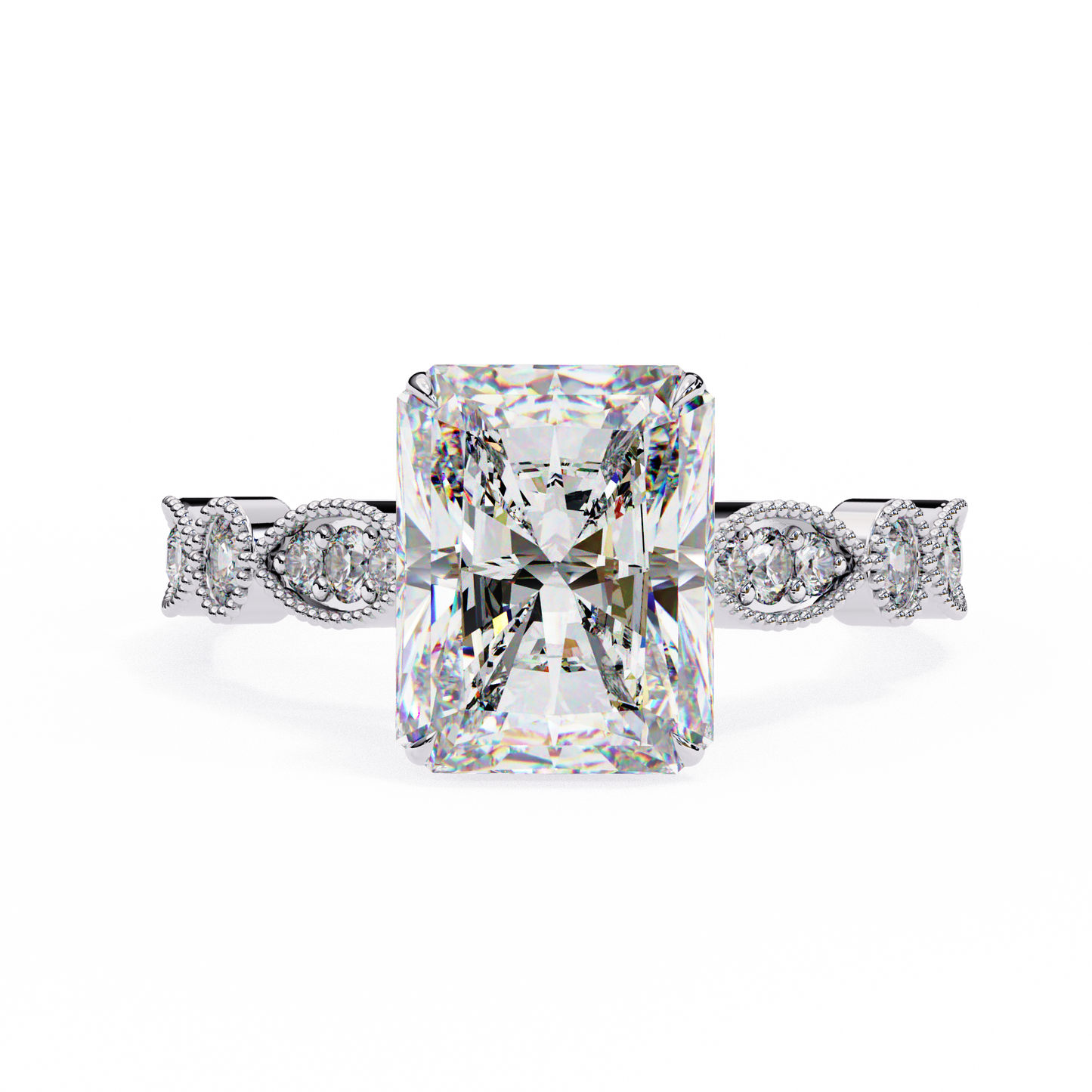 white gold / moissanite, white gold / lab grown