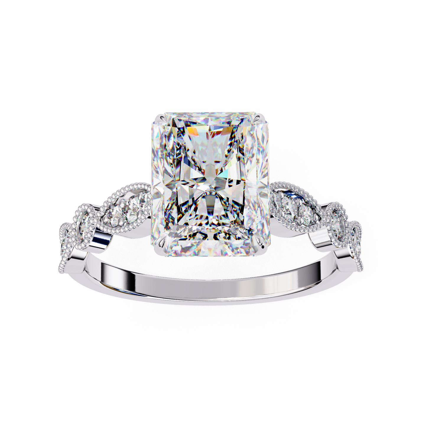 white gold / moissanite, white gold / lab grown