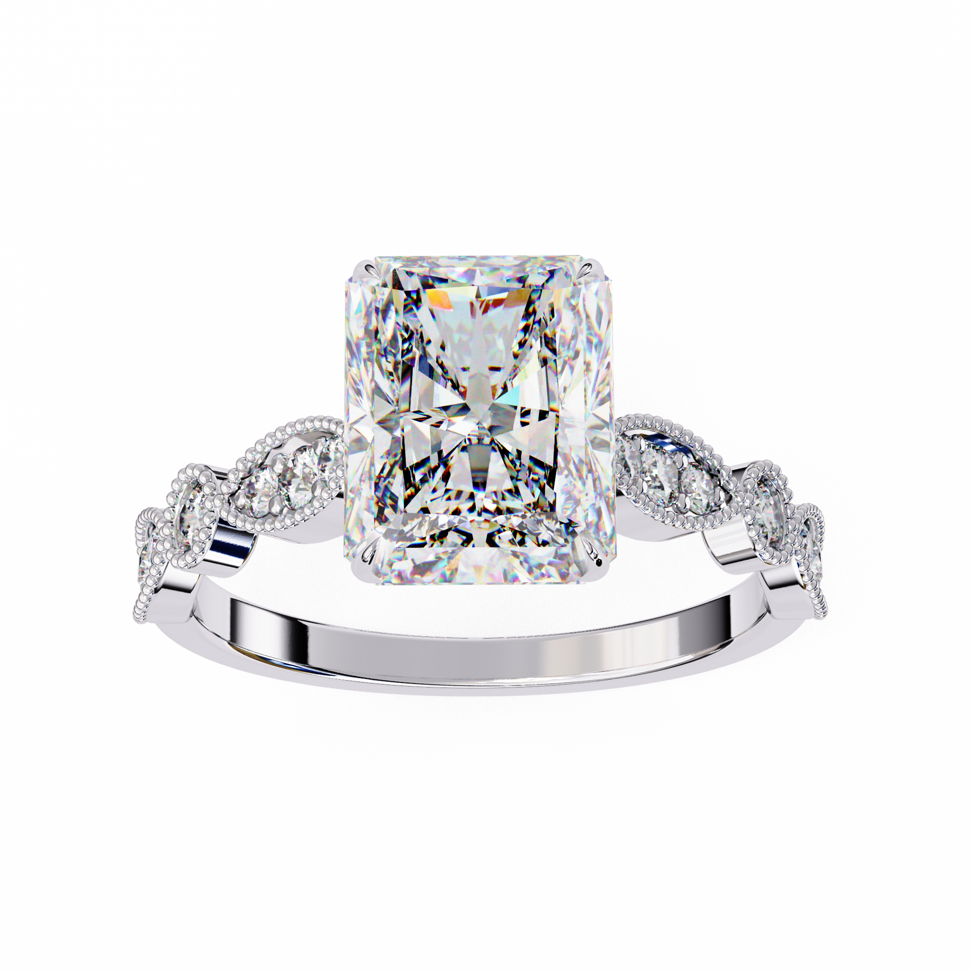 White Gold / Moissanite, White Gold / Lab Grown