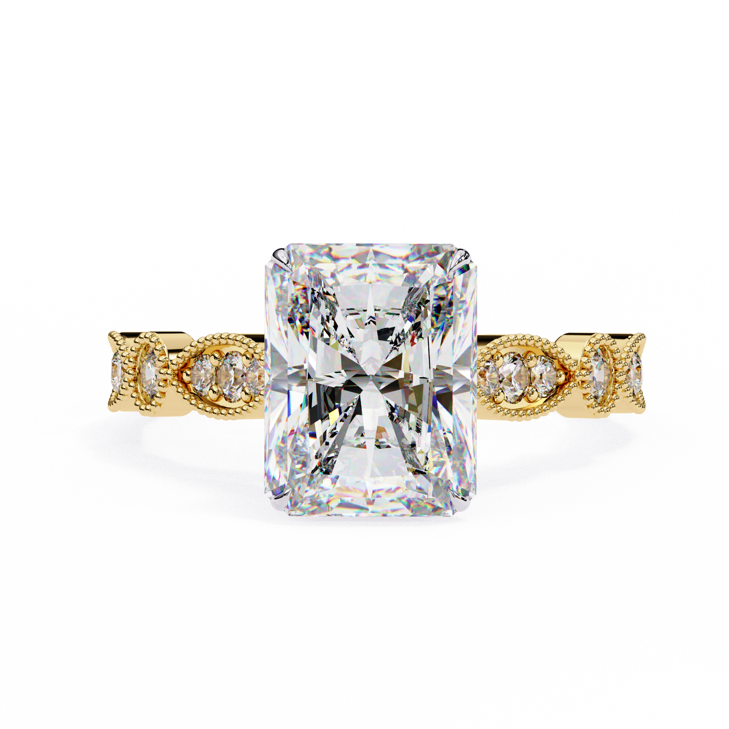 yellow gold / moissanite, yellow gold / lab grown