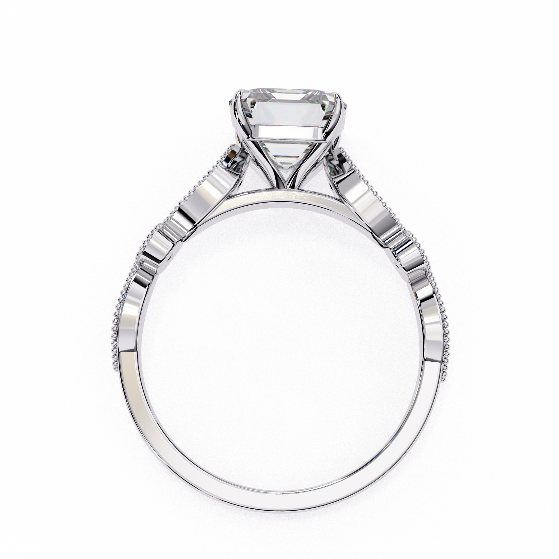 White Gold / Moissanite, White Gold / Lab Grown