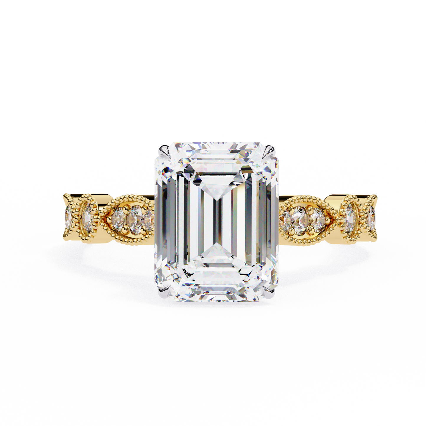 yellow gold / moissanite, yellow gold / lab grown