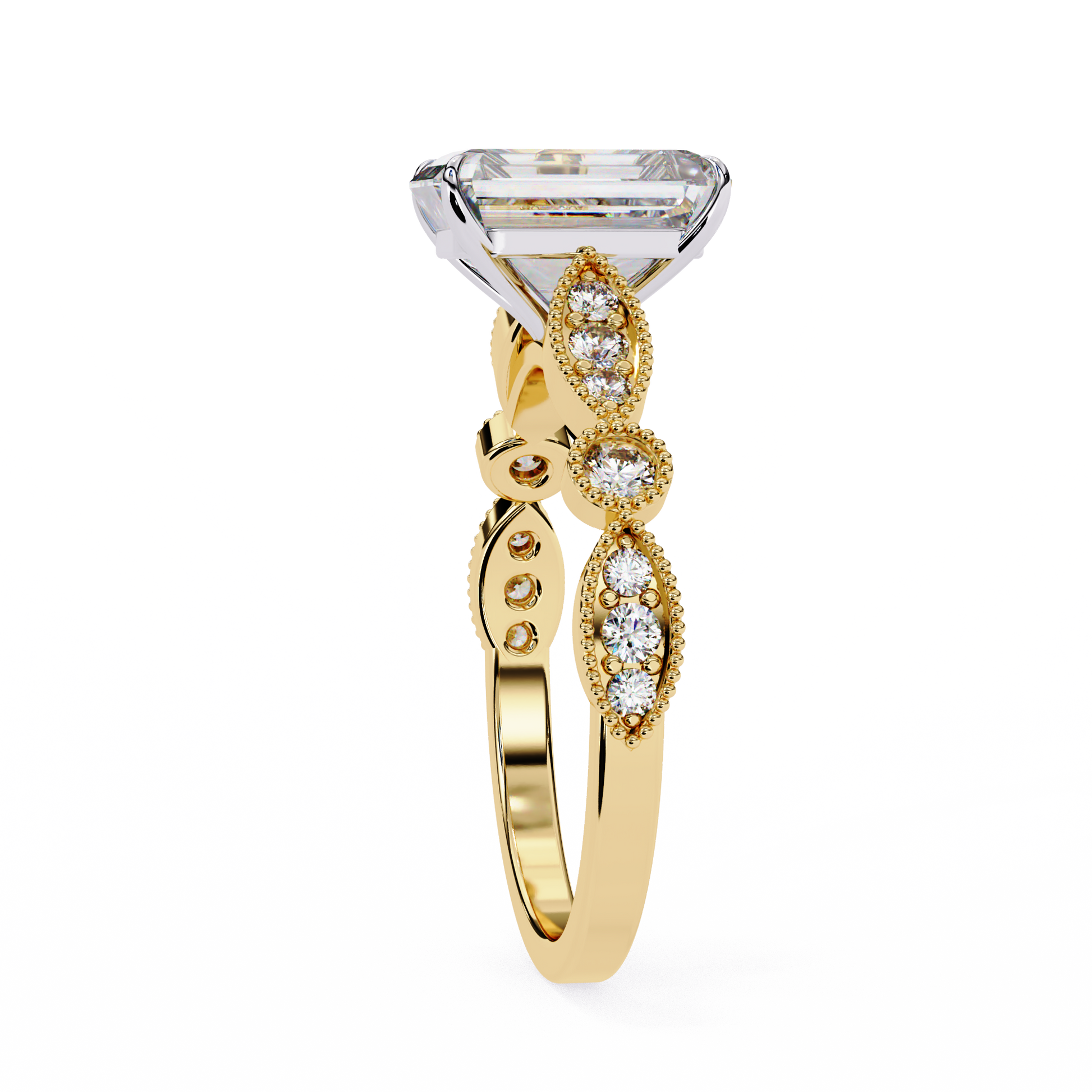 Yellow Gold / Moissanite, Yellow Gold / Lab Grown