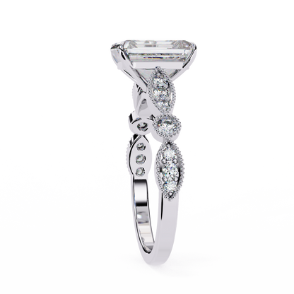 White Gold / Moissanite, White Gold / Lab Grown