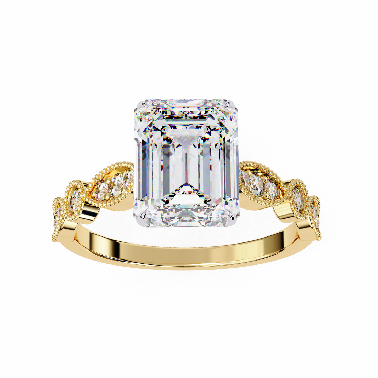 yellow gold / moissanite, yellow gold / lab grown