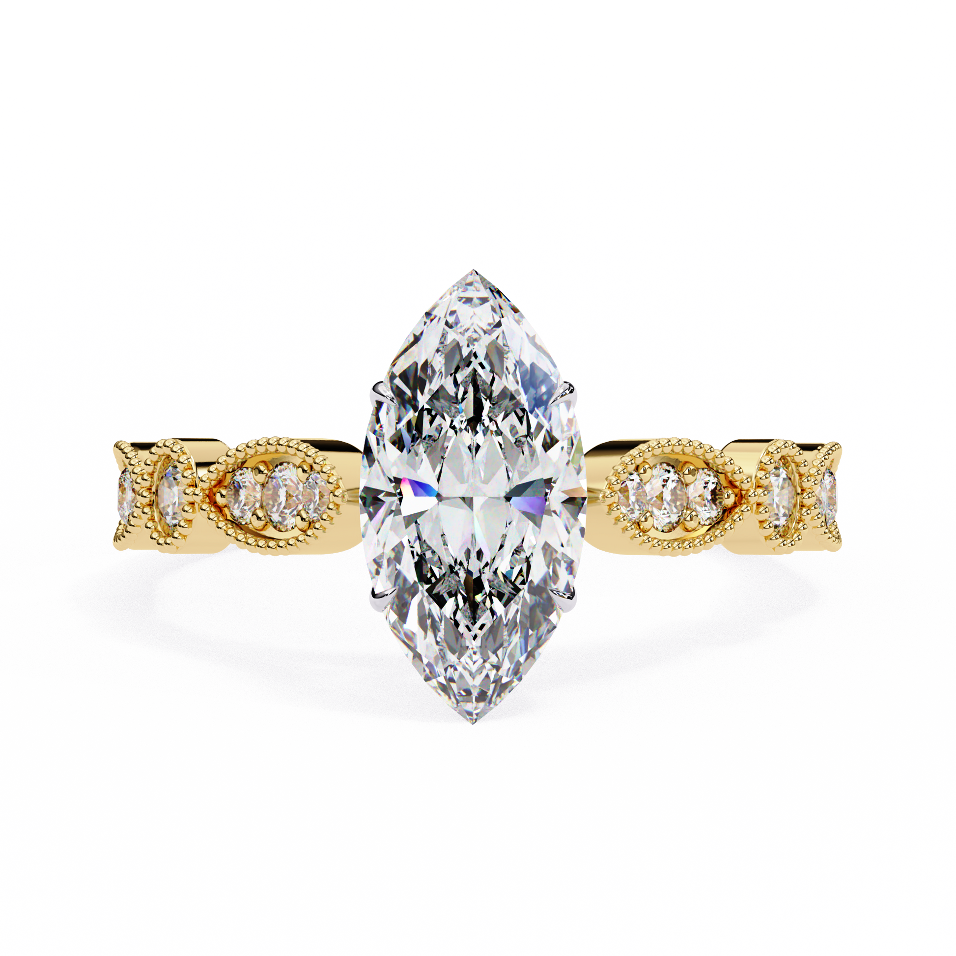 Yellow Gold / Moissanite, Yellow Gold / Lab Grown
