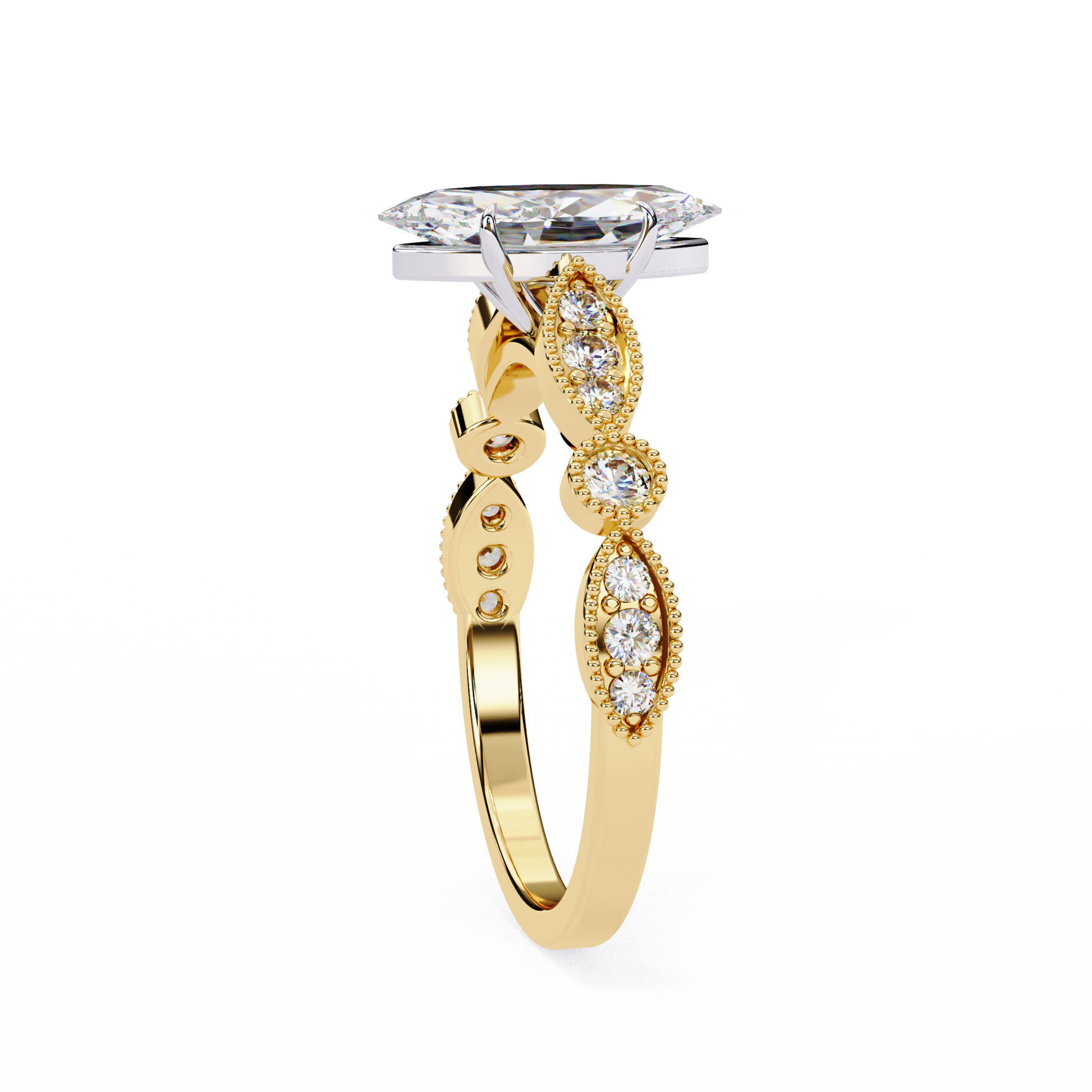 Yellow Gold / Moissanite, Yellow Gold / Lab Grown