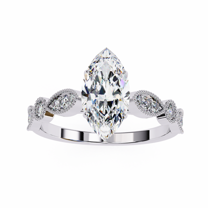 White Gold / Moissanite, White Gold / Lab Grown