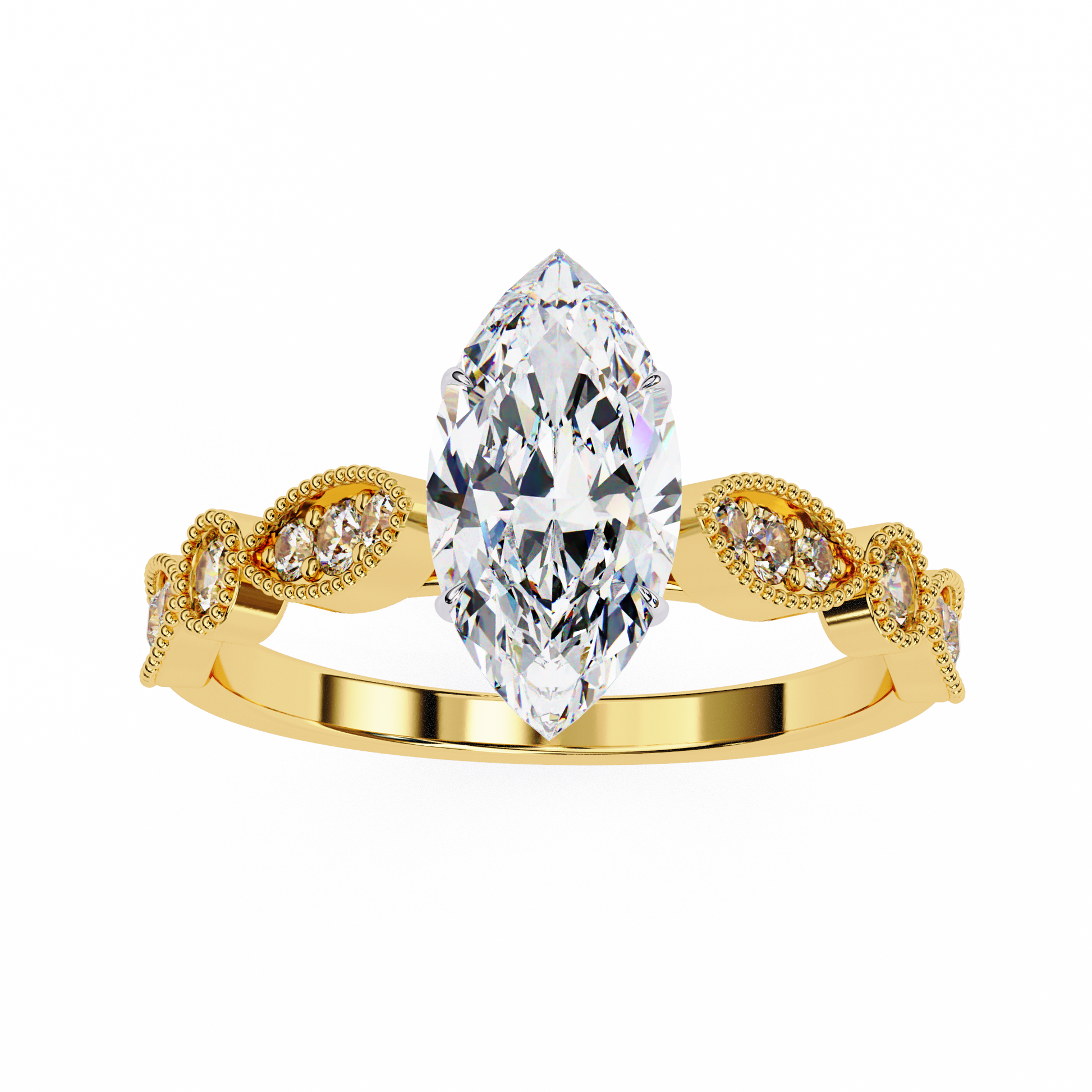 Yellow Gold / Moissanite, Yellow Gold / Lab Grown