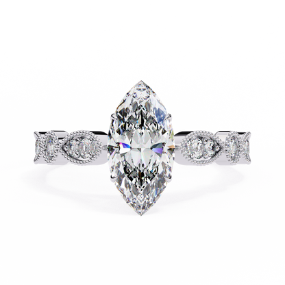 White Gold / Moissanite, White Gold / Lab Grown