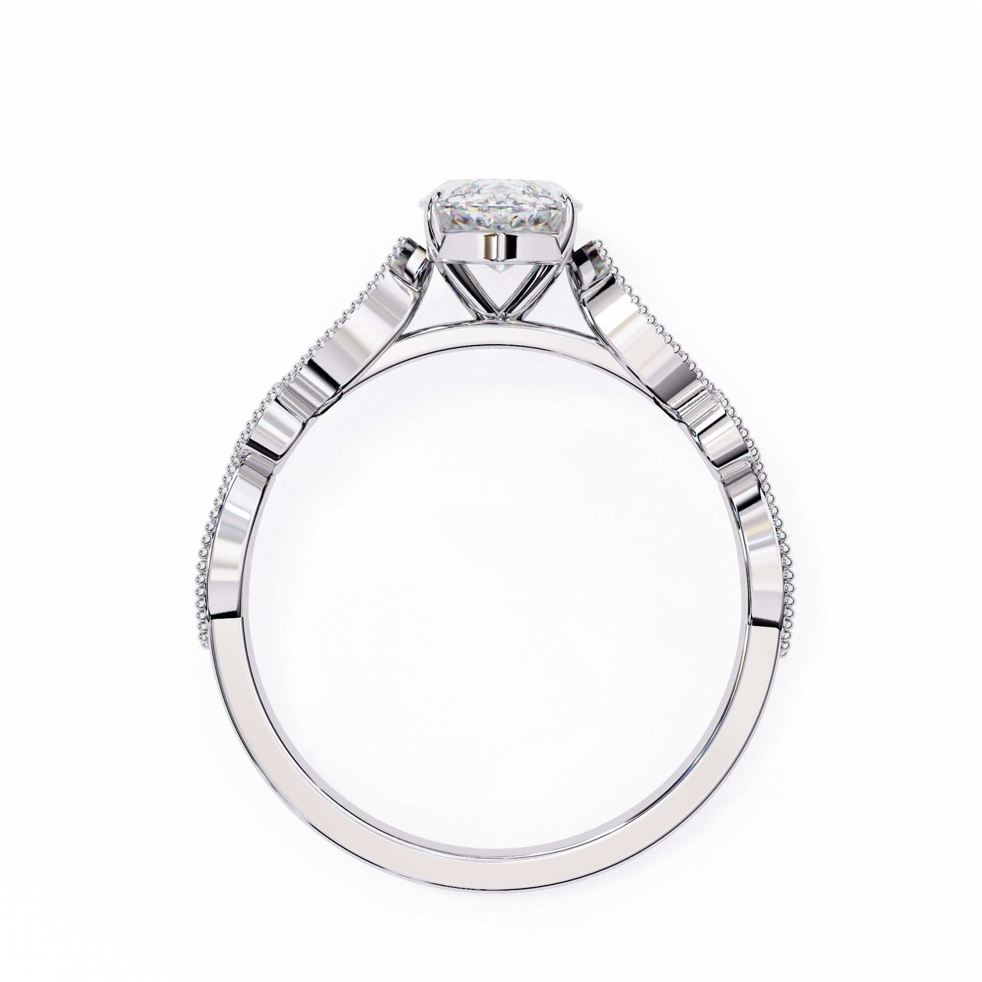 White Gold / Moissanite, White Gold / Lab Grown