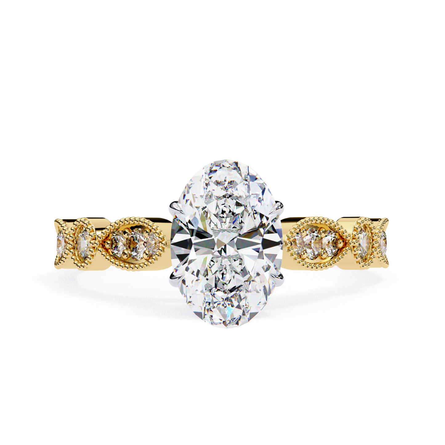 yellow gold / moissanite, yellow gold / lab grown