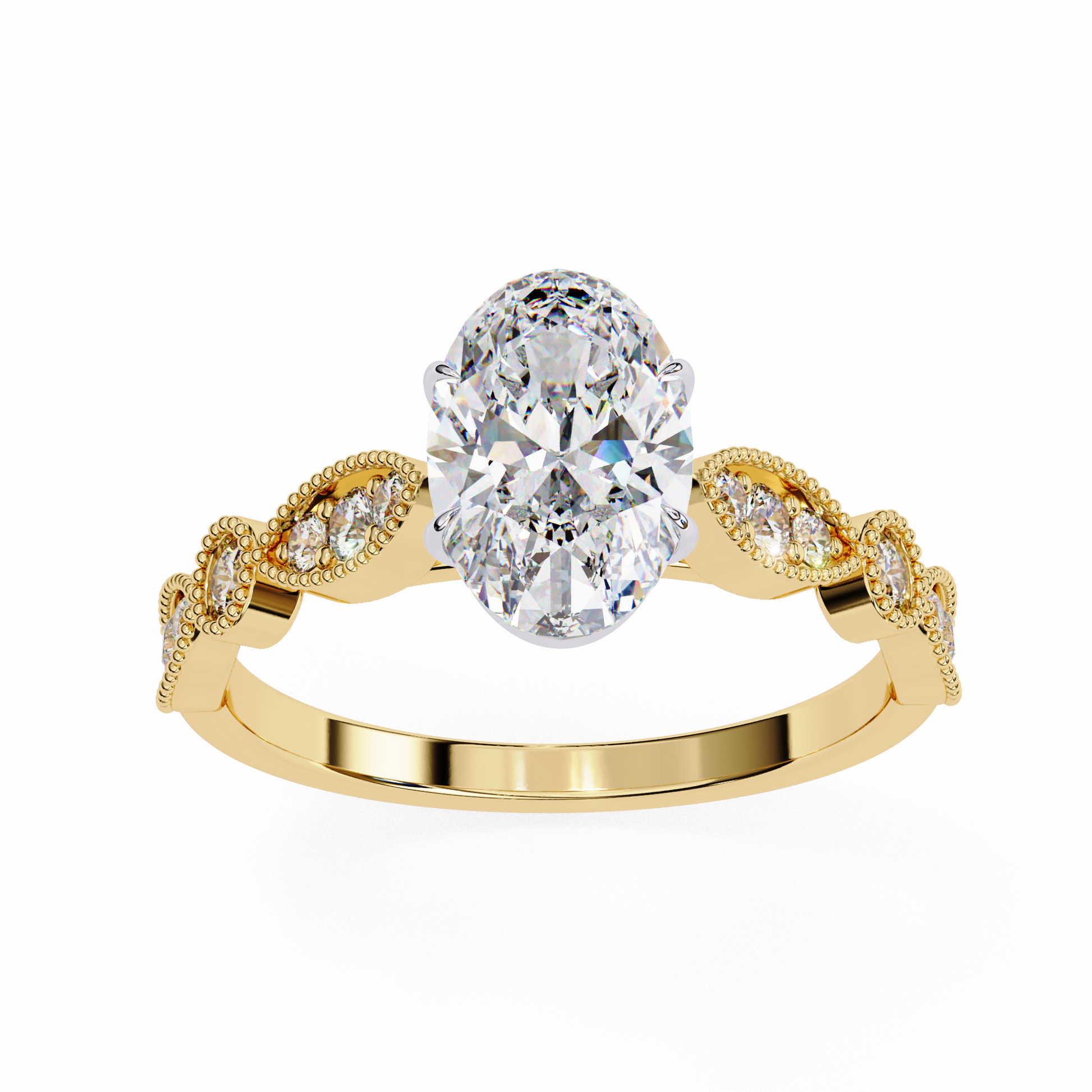 Yellow Gold / Moissanite, Yellow Gold / Lab Grown