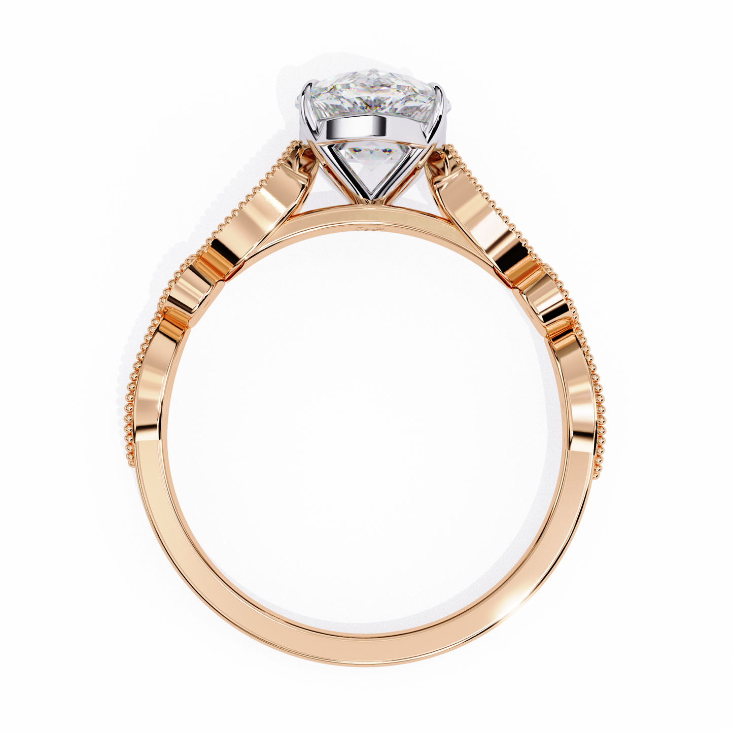 rose gold / moissanite, rose gold / lab grown