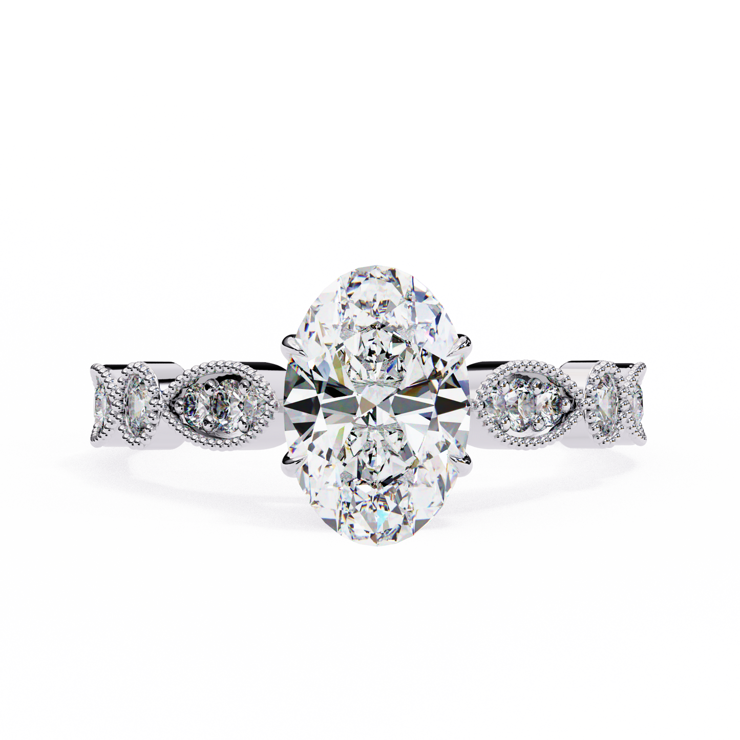 white gold / moissanite, white gold / lab grown