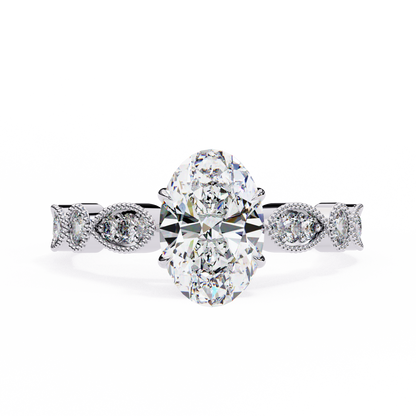 White Gold / Moissanite, White Gold / Lab Grown