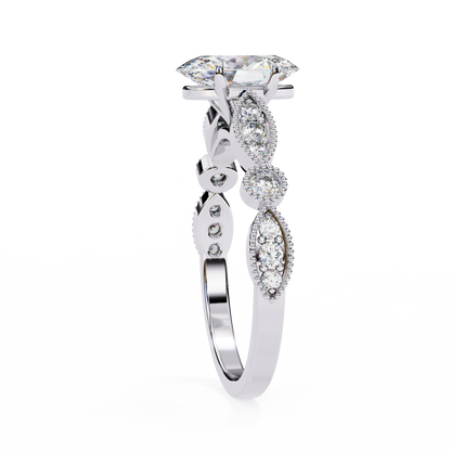 White Gold / Moissanite, White Gold / Lab Grown