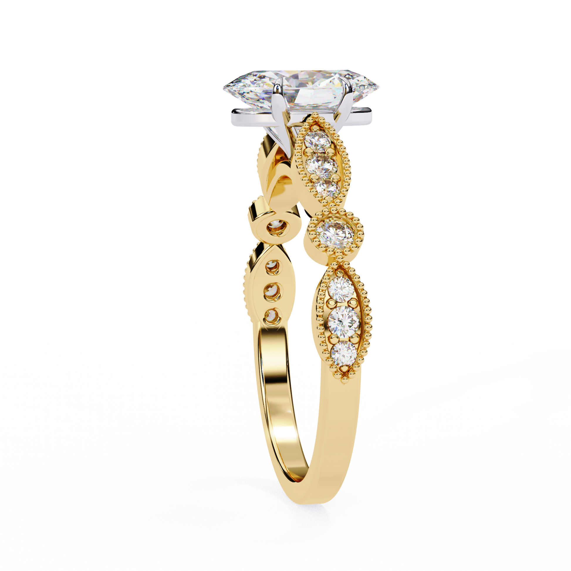 Yellow Gold / Moissanite, Yellow Gold / Lab Grown