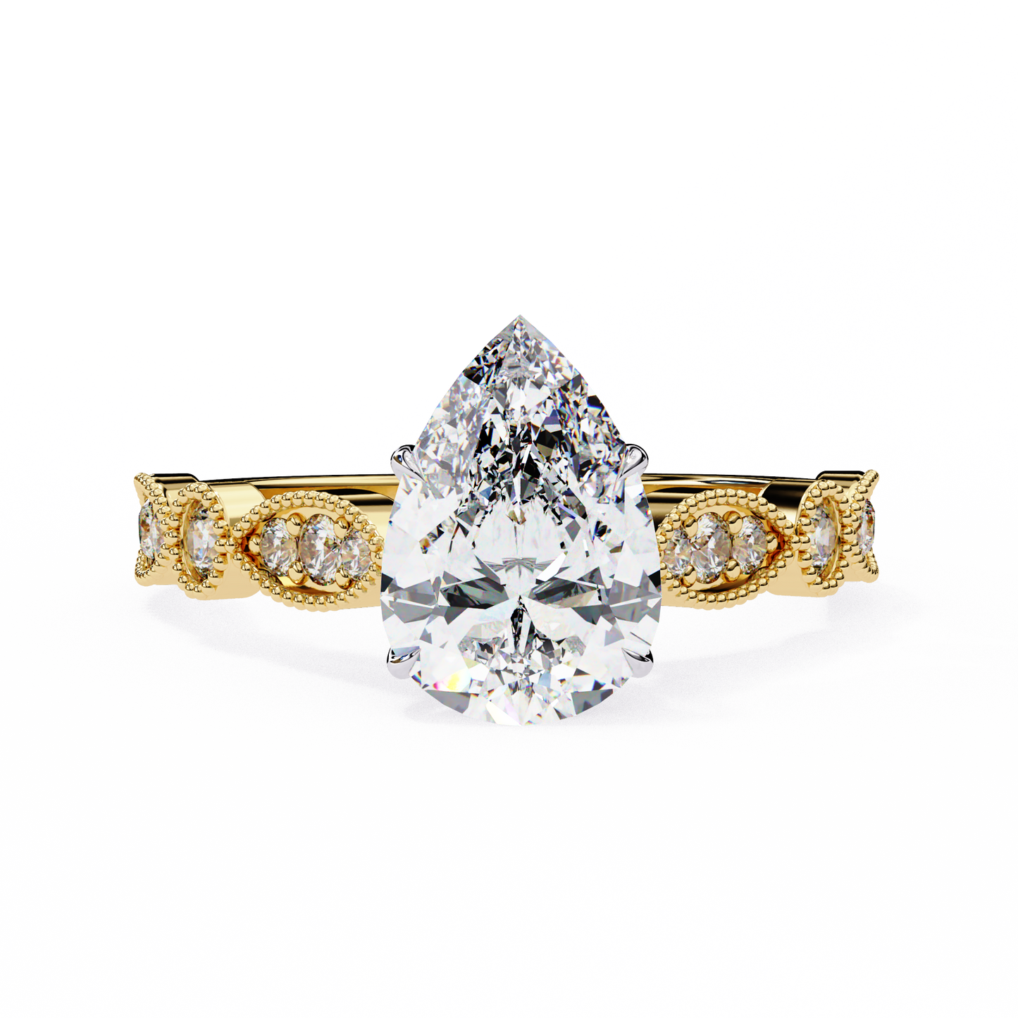 yellow gold / moissanite, yellow gold / lab grown