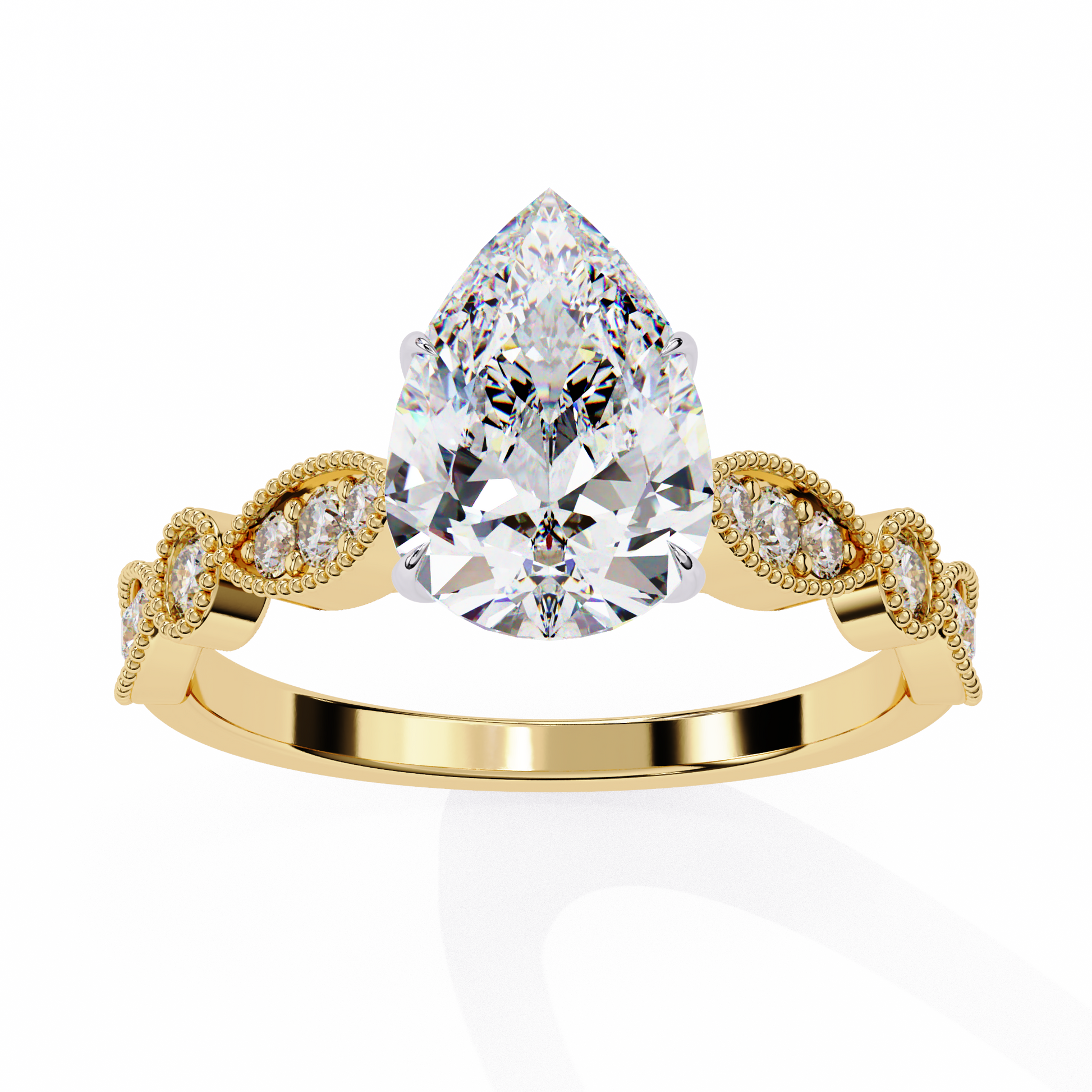 Yellow Gold / Moissanite, Yellow Gold / Lab Grown