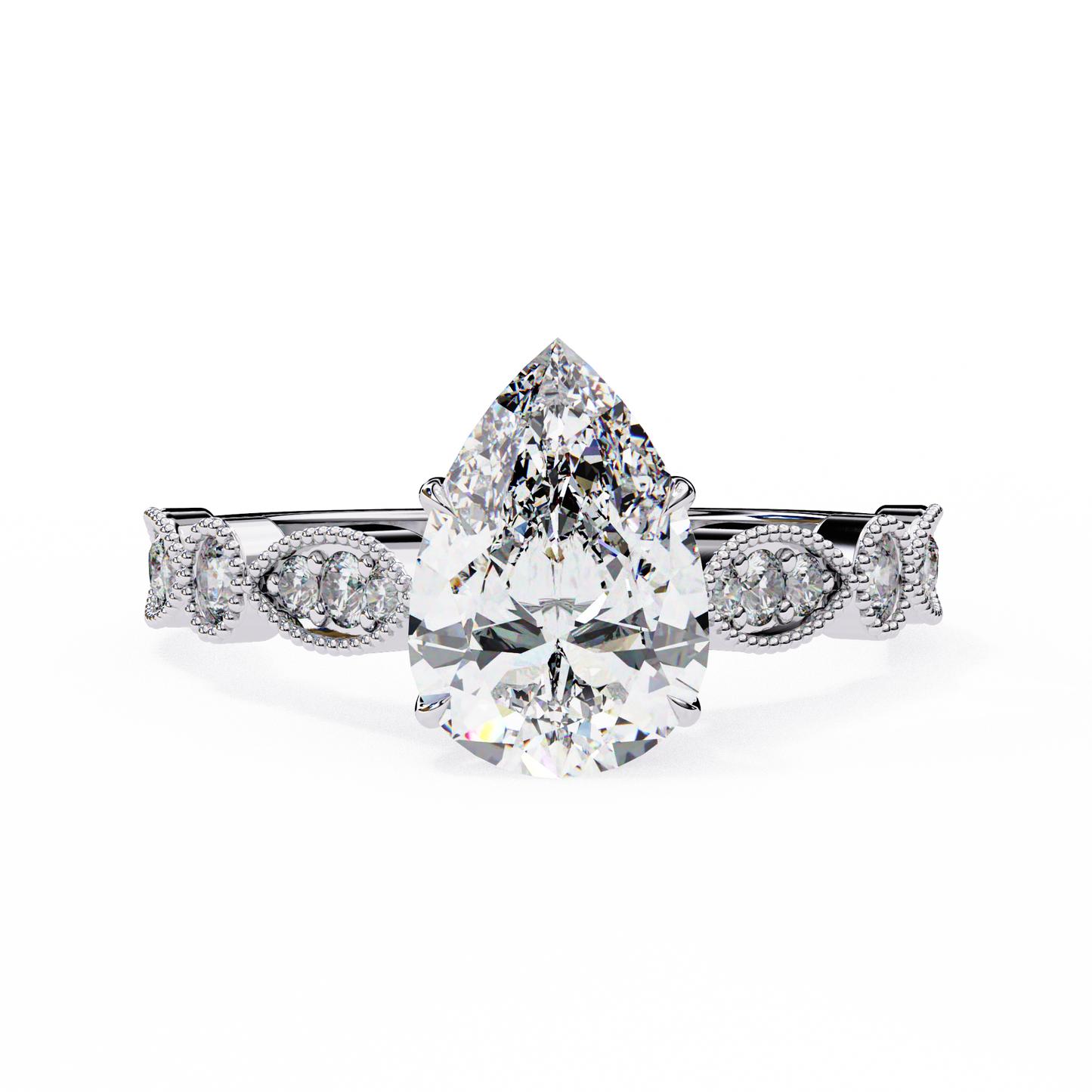 white gold / moissanite, white gold / lab grown