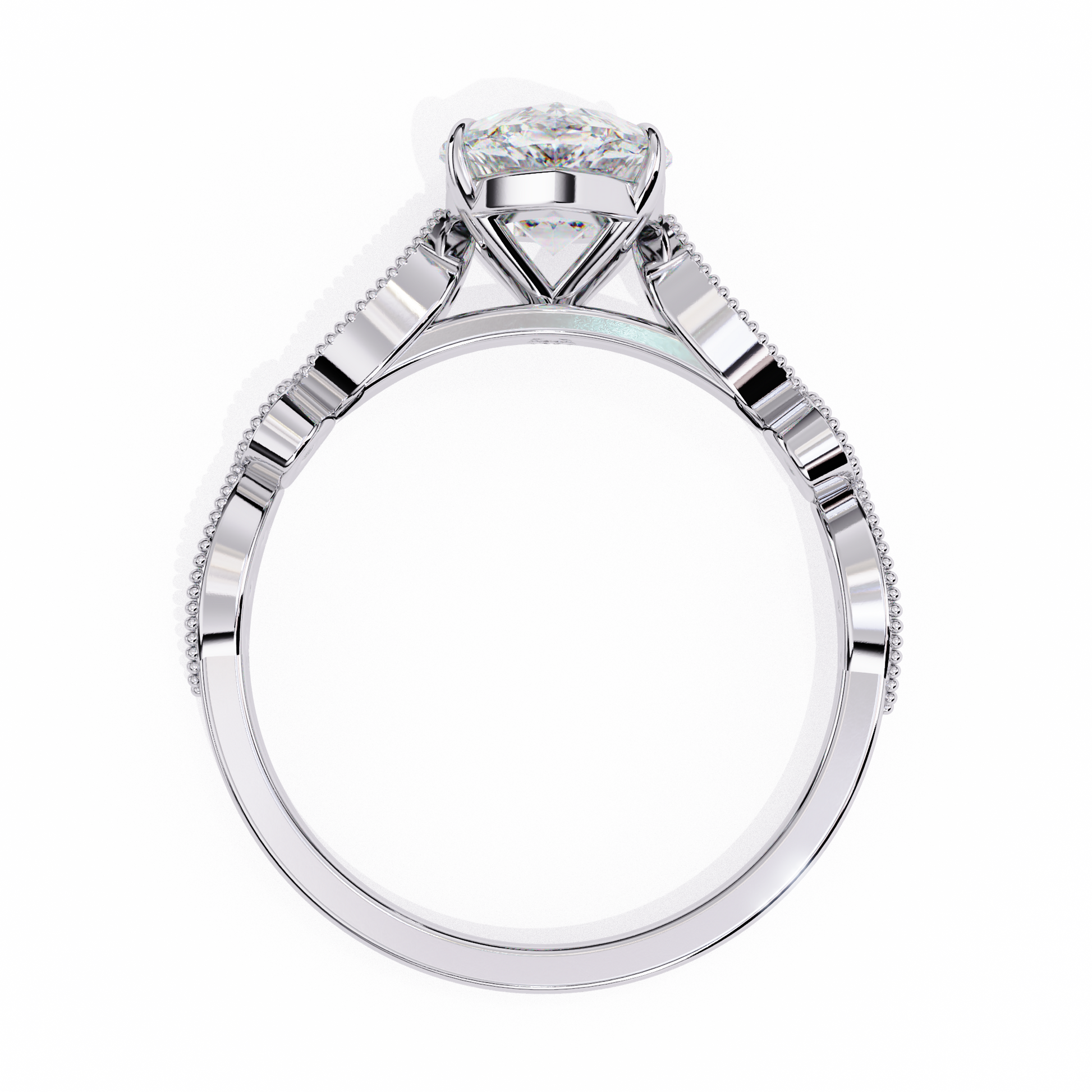 White Gold / Moissanite, White Gold / Lab Grown