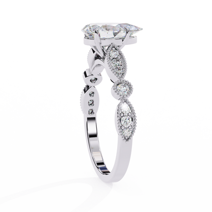 White Gold / Moissanite, White Gold / Lab Grown