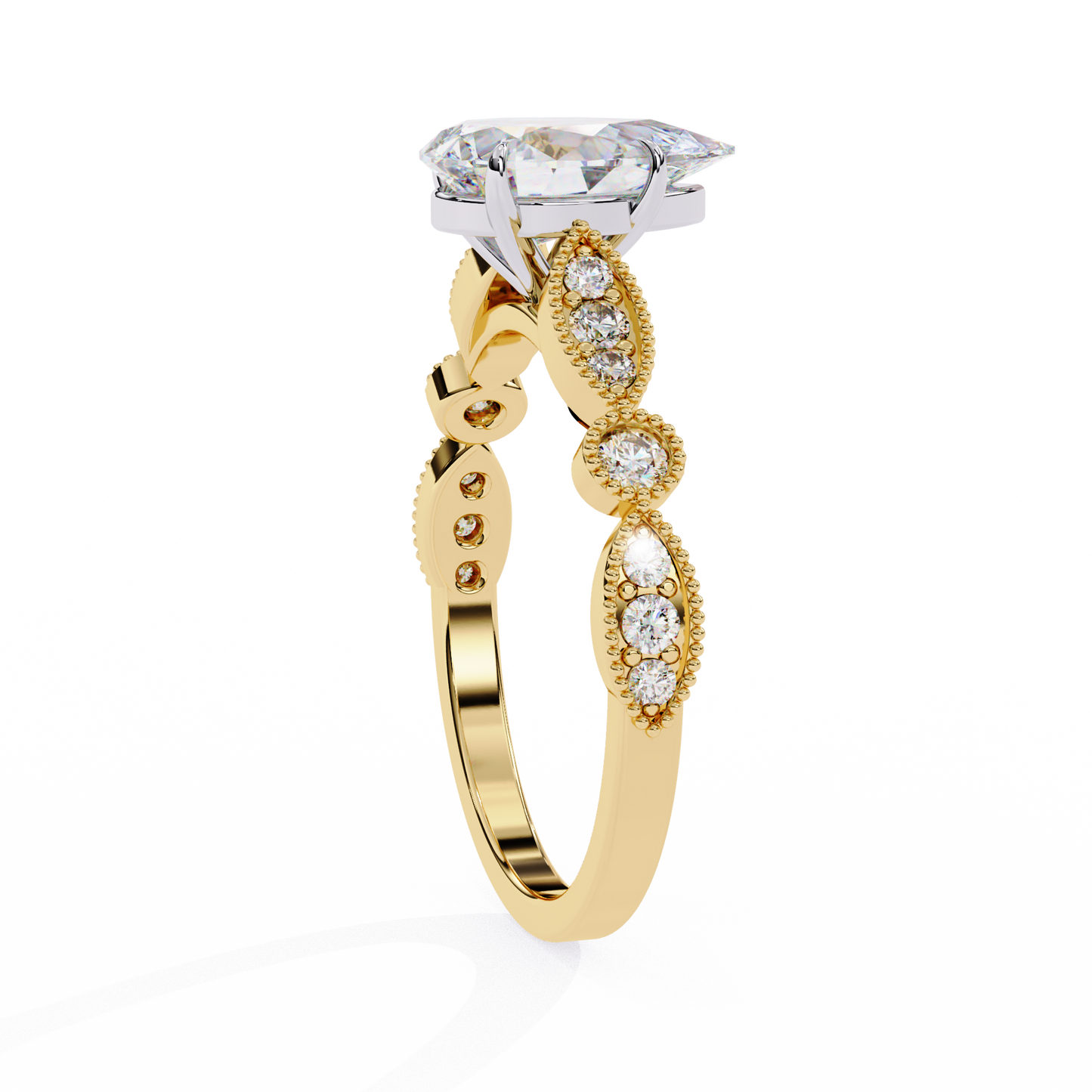 yellow gold / moissanite, yellow gold / lab grown