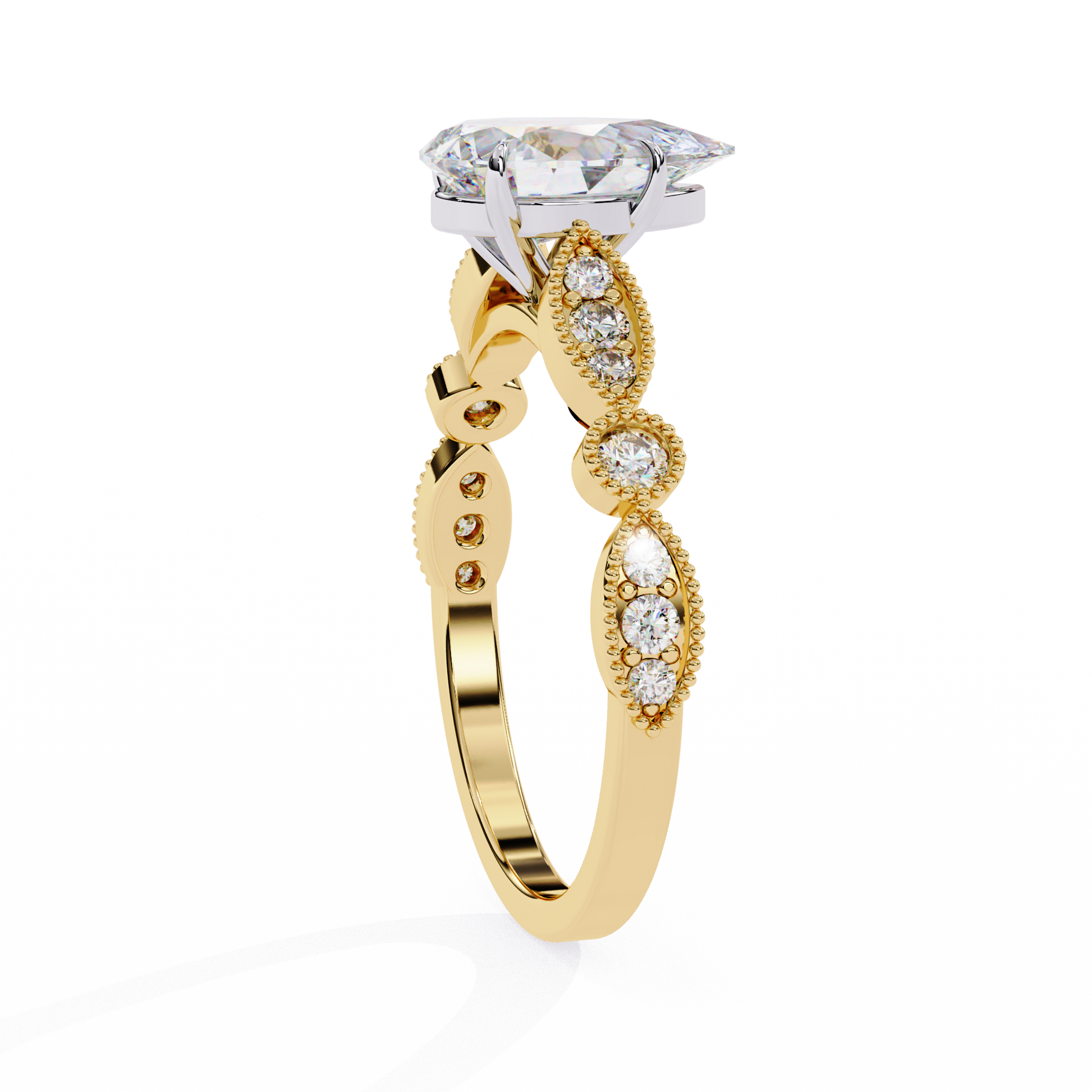 Yellow Gold / Moissanite, Yellow Gold / Lab Grown