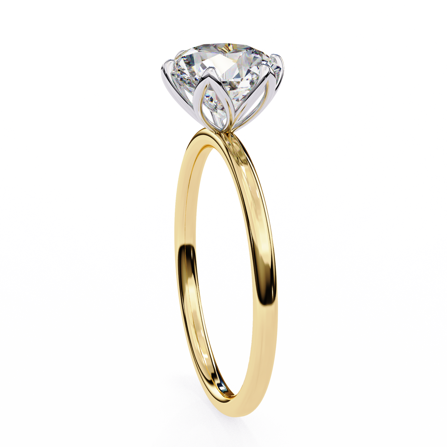 yellow gold / moissanite, yellow gold / lab grown