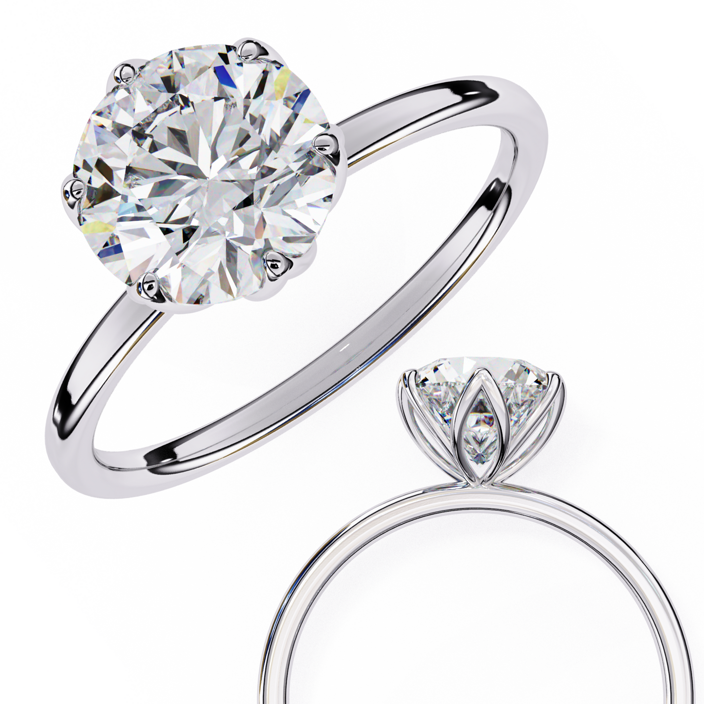white gold / moissanite, white gold / lab grown, 925 silver / moissanite, 925 silver / lab grown