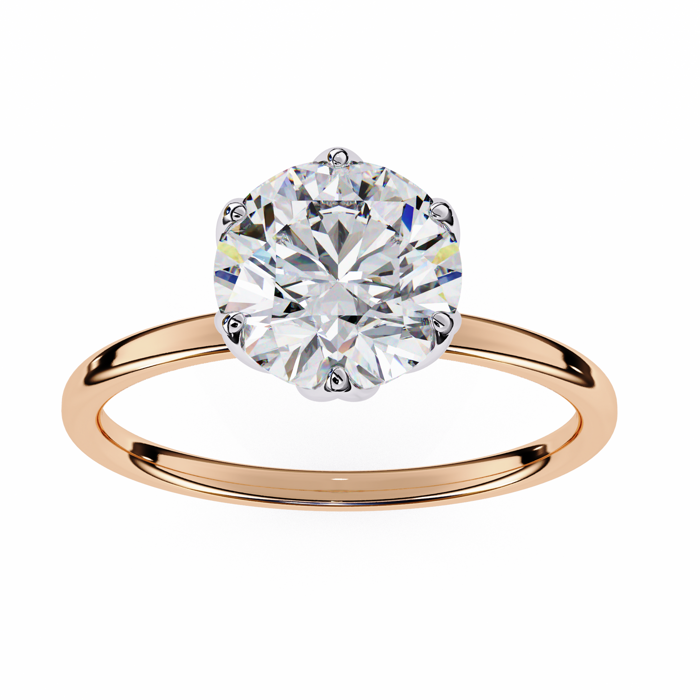 rose gold / moissanite, rose gold / lab grown