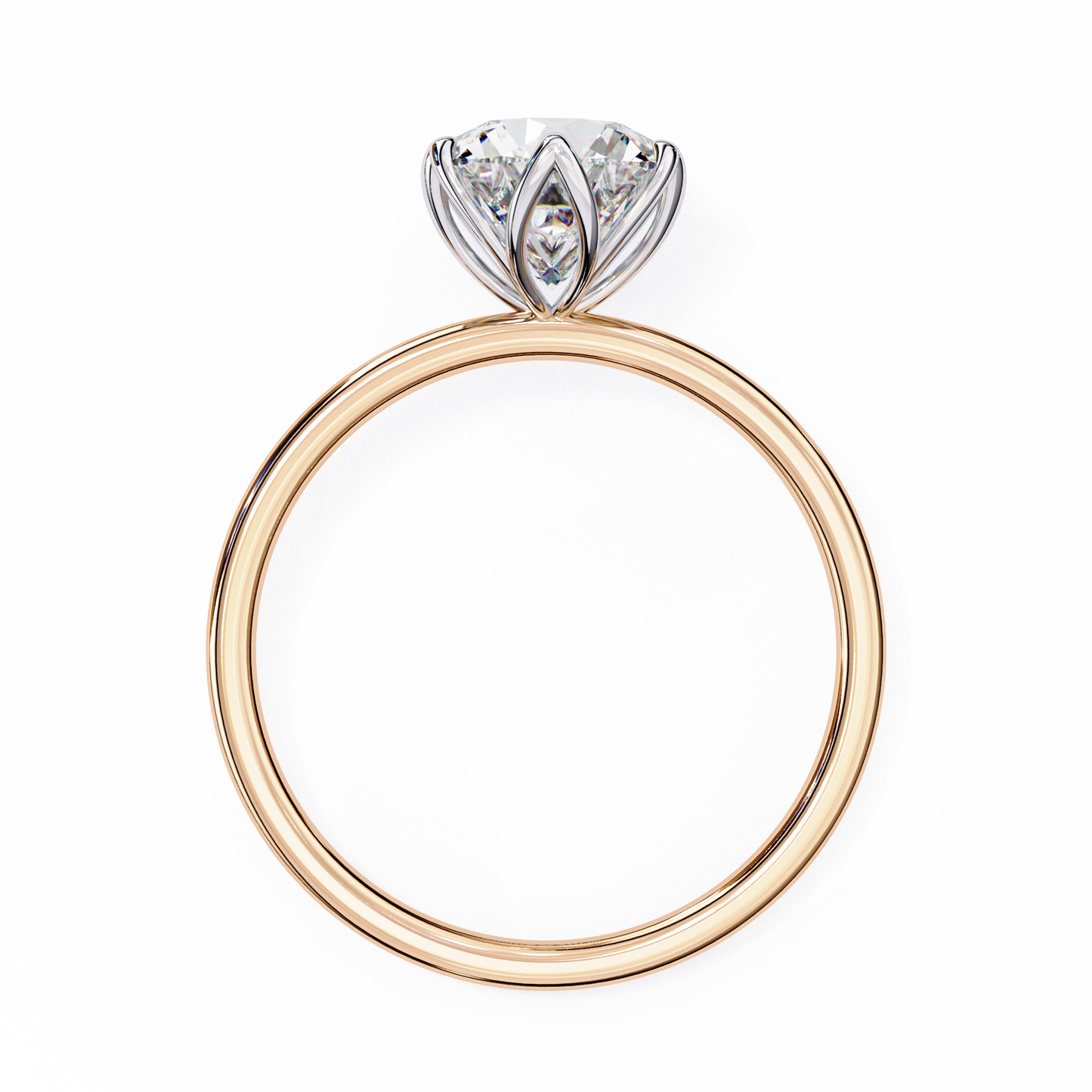 rose gold / moissanite, rose gold / lab grown