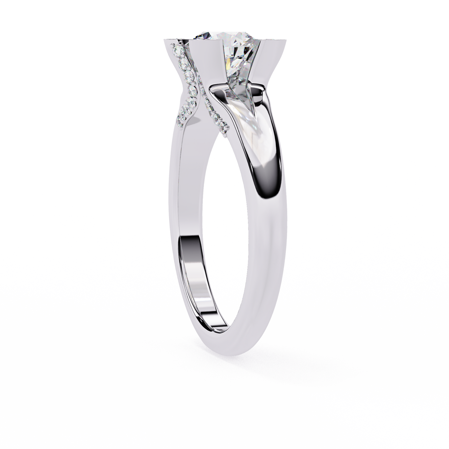 white gold / moissanite, white gold / lab grown