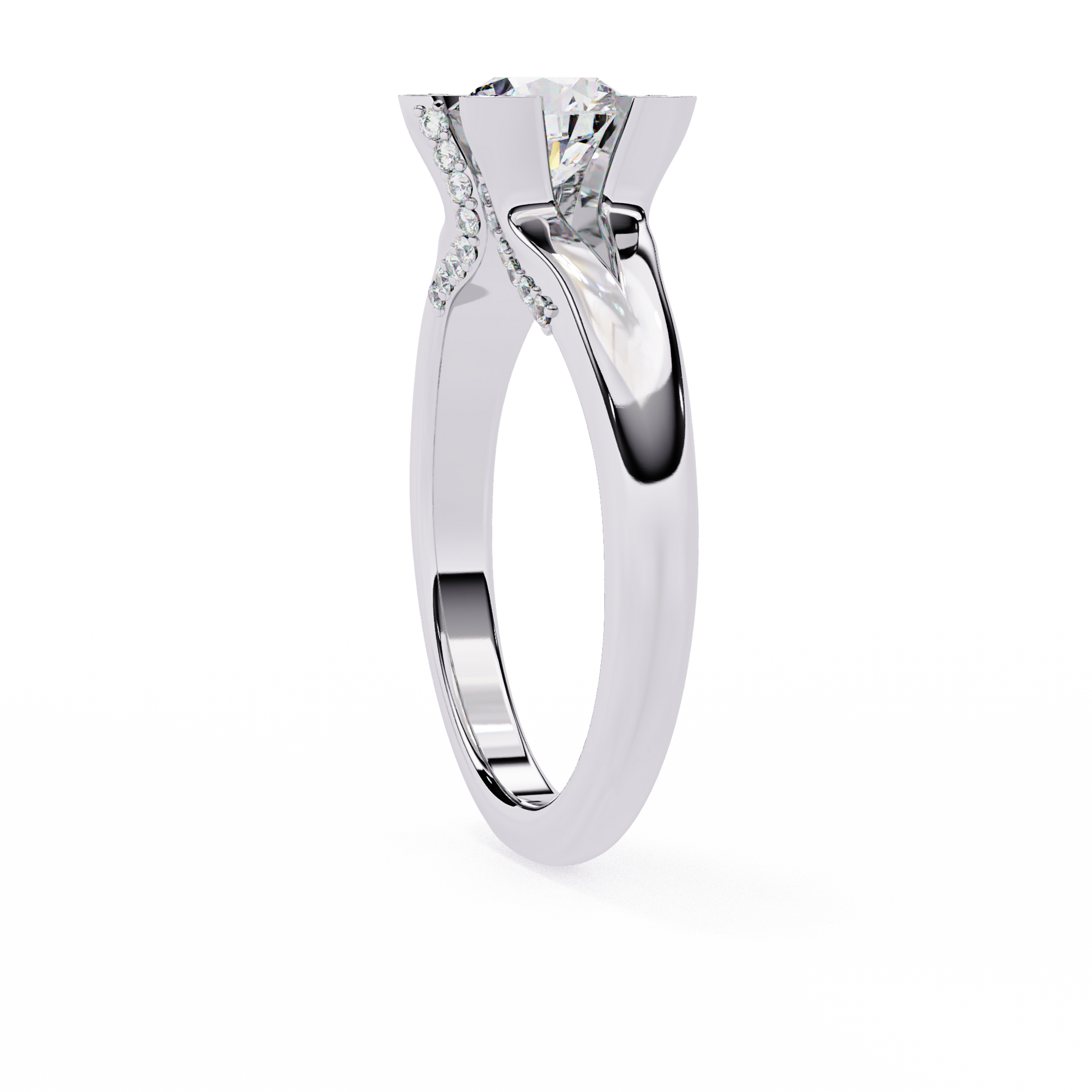 White Gold / Moissanite, White Gold / Lab Grown
