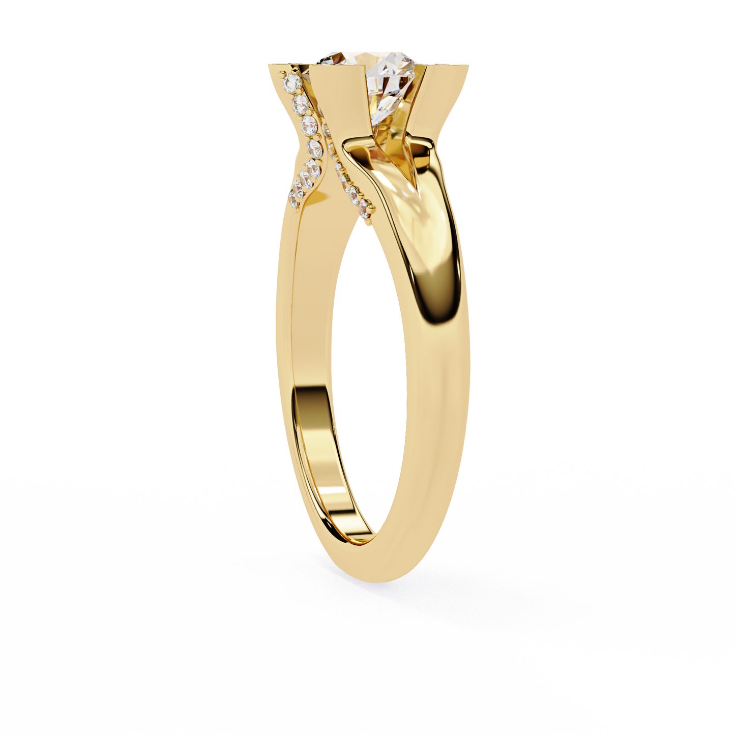 yellow gold / moissanite, yellow gold / lab grown