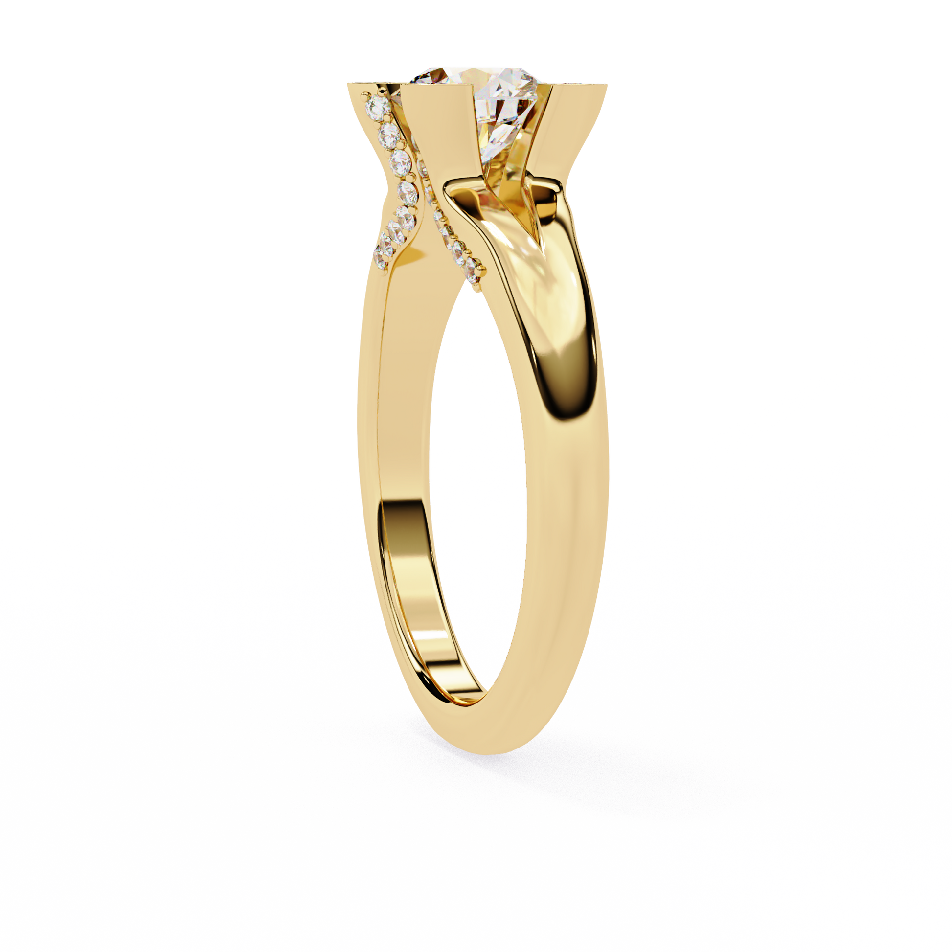 Yellow Gold / Moissanite, Yellow Gold / Lab Grown