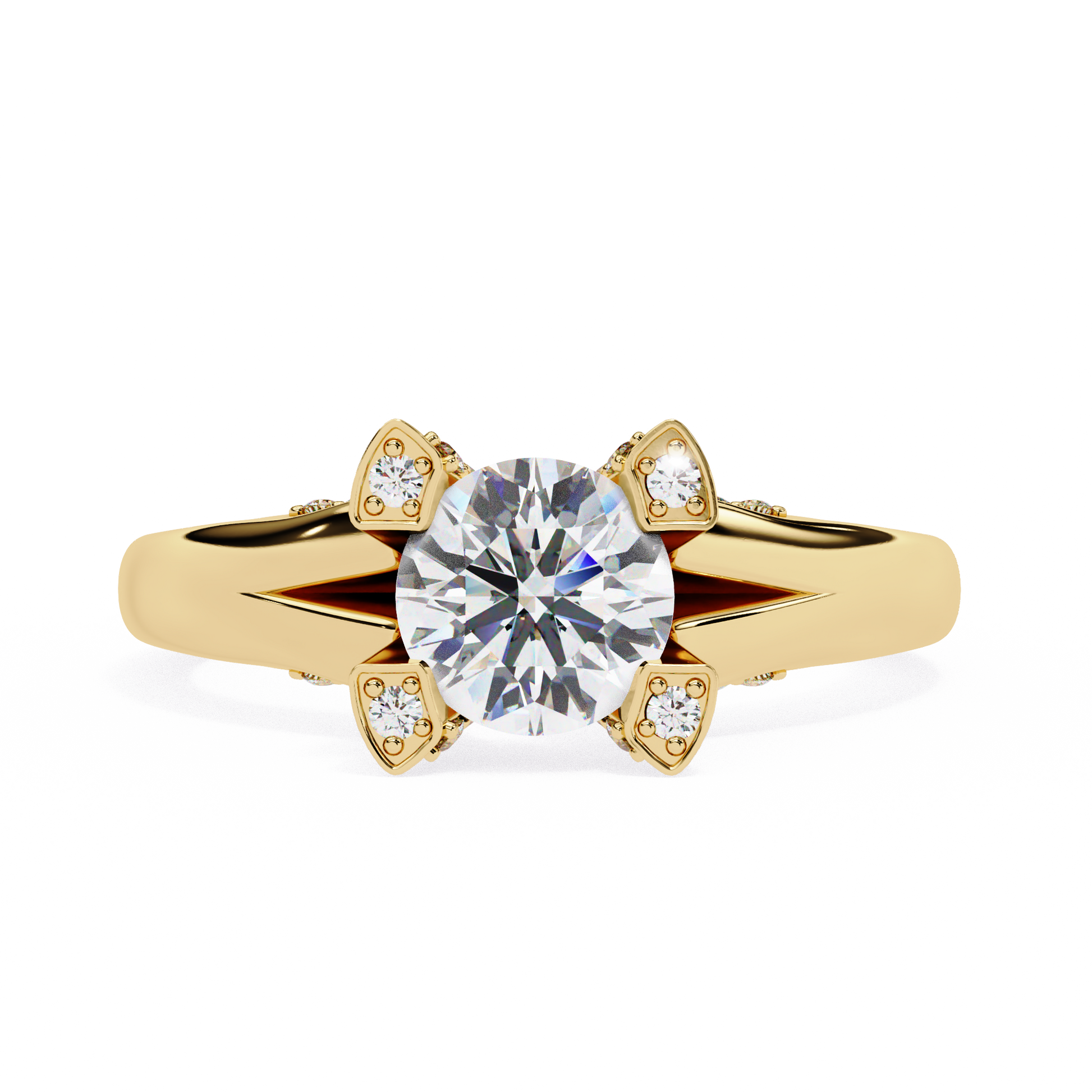 Yellow Gold / Moissanite, Yellow Gold / Lab Grown