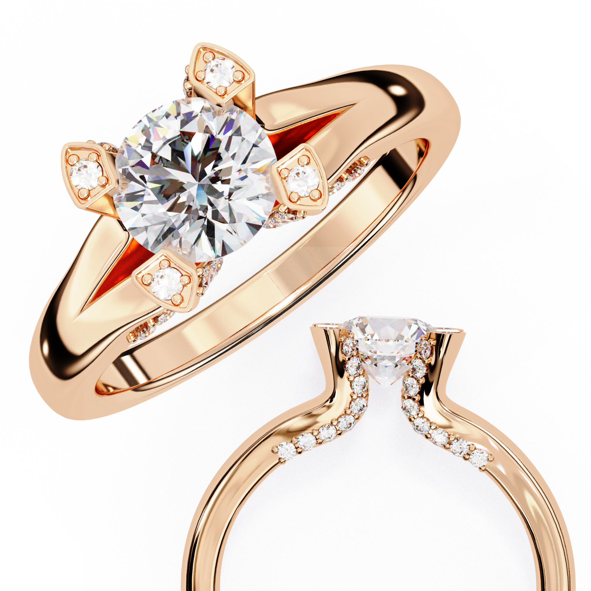 Rose Gold / Moissanite, Rose Gold / Lab Grown