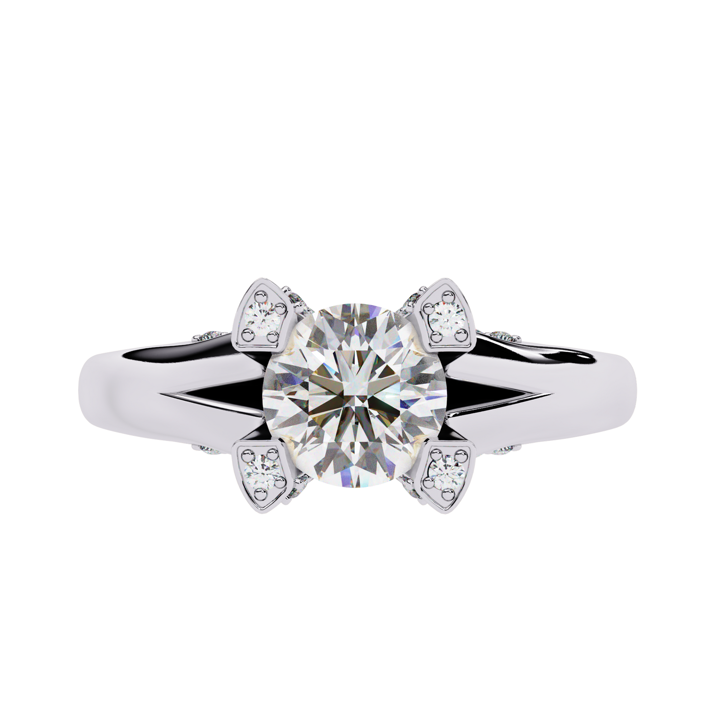 white gold / moissanite, white gold / lab grown