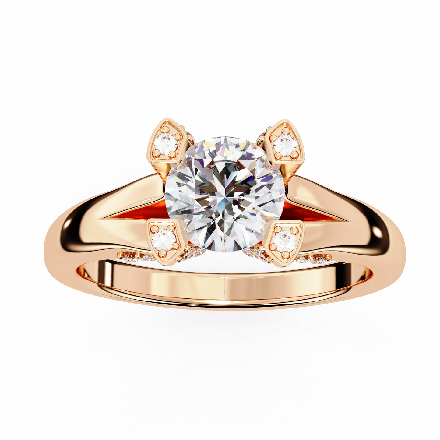 rose gold / moissanite, rose gold / lab grown