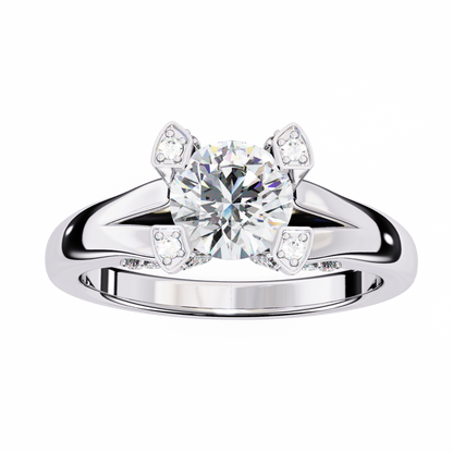 White Gold / Moissanite, White Gold / Lab Grown