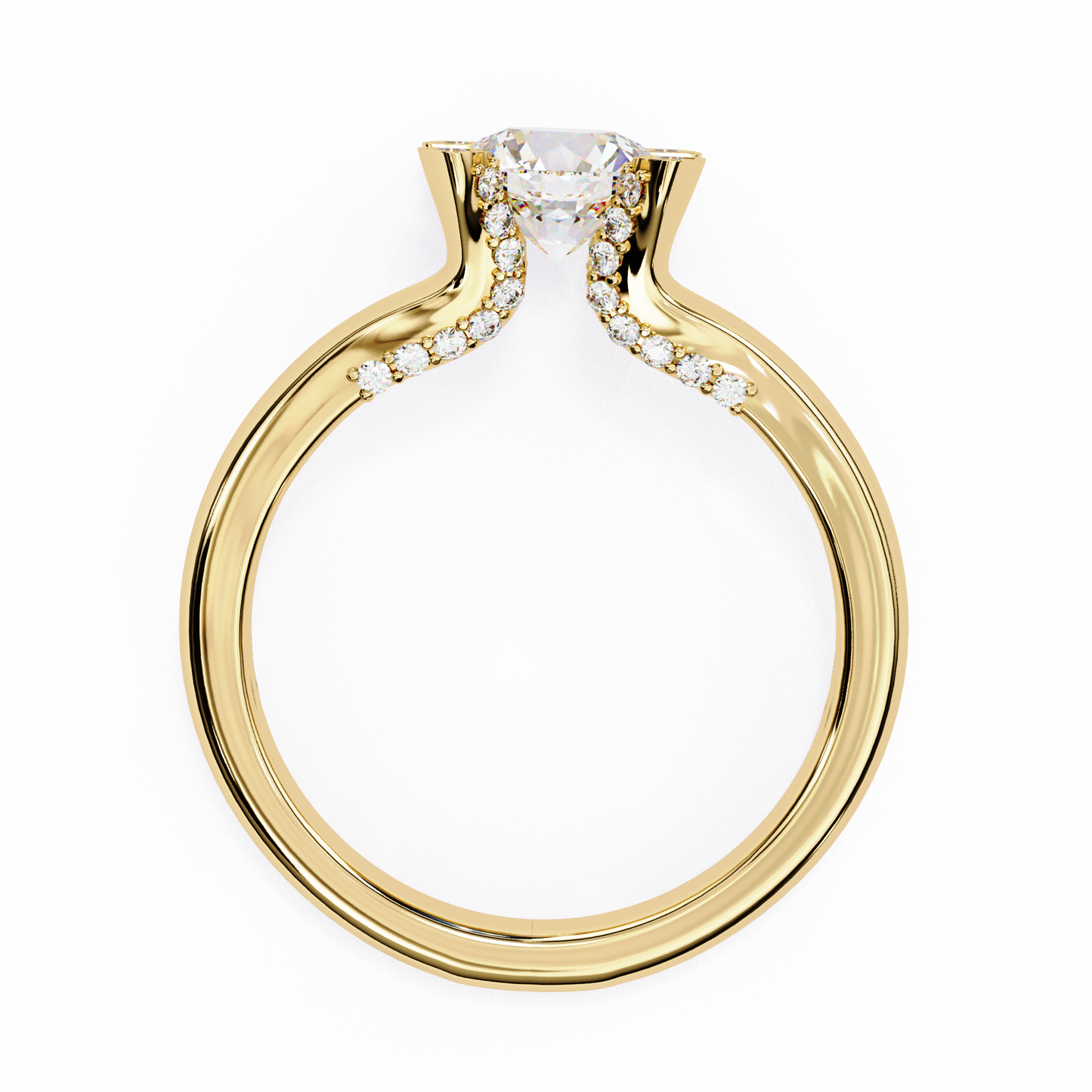 yellow gold / moissanite, yellow gold / lab grown