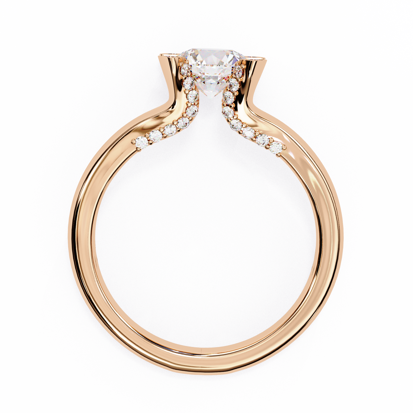 rose gold / moissanite, rose gold / lab grown