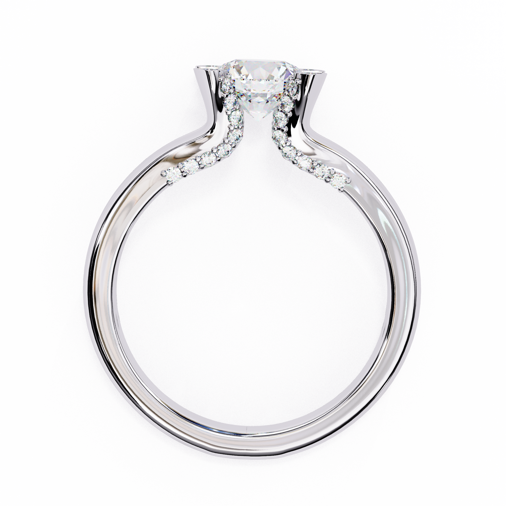 White Gold / Moissanite, White Gold / Lab Grown